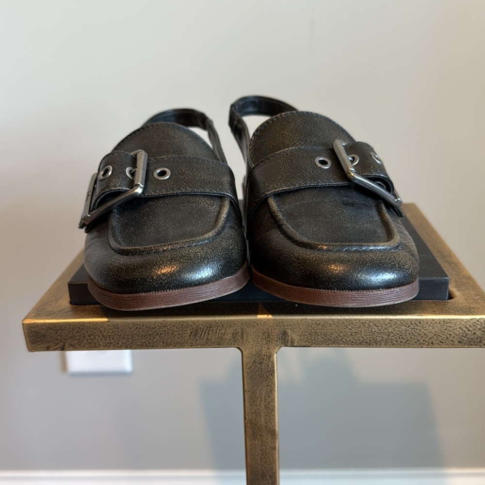 Women’s Black Slingback Loafers with Buckle - Picture 6 of 10